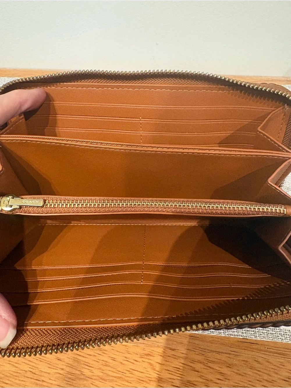 Coach Limited Edition Braided Continental Zip Brown Wallet